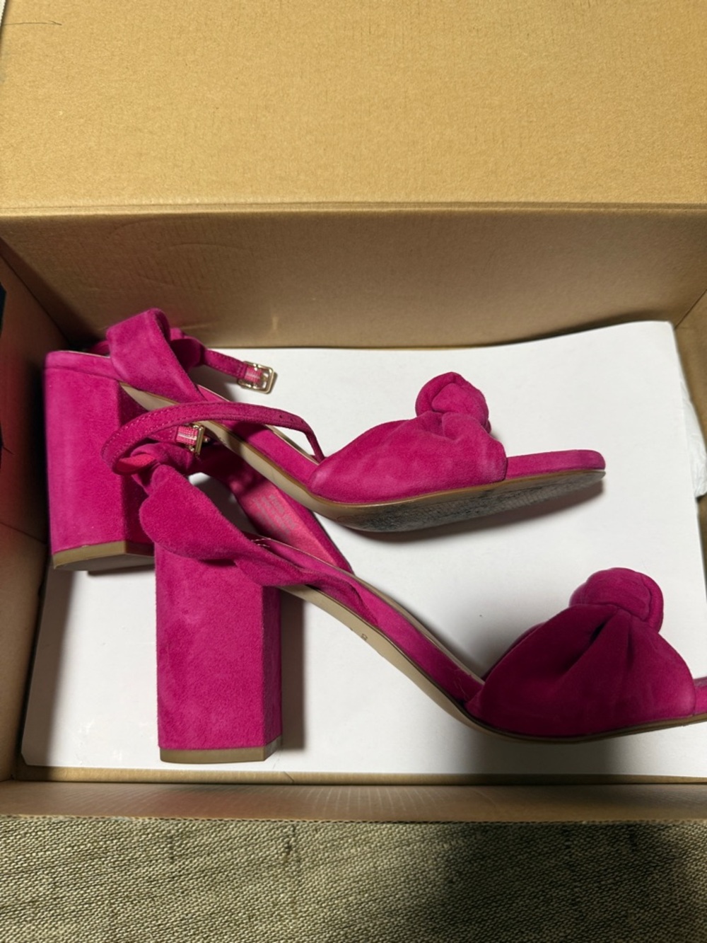 Cole Haan Hot Pink Knotted Block Heel Sandals